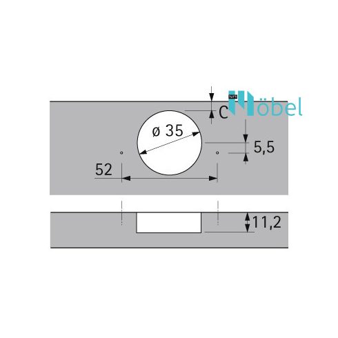 HETTICH SLIDE-ON félig záródó kivetőpánt, talp nélkül  