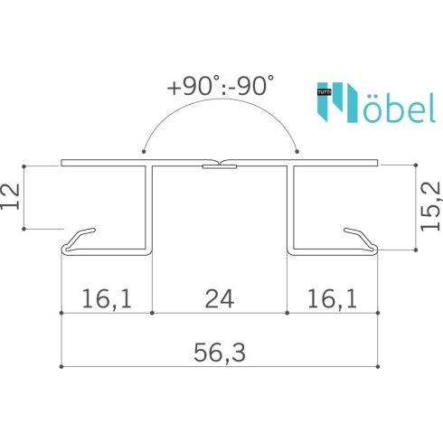 PVC lábazattakaró - Flexibilis sarok - H-150, alumínium