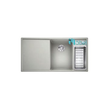   BLANCO AXIA III 6 S Silgranit mosogatótálca, balos medencével, fekete, üveg vágólappal, excenterrel