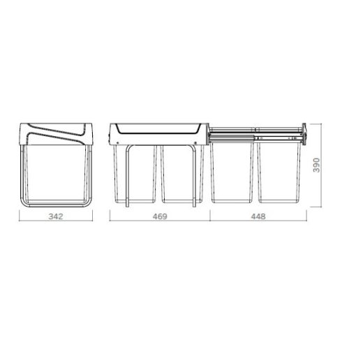 UP kihúzható szemetes - 20l+20l
