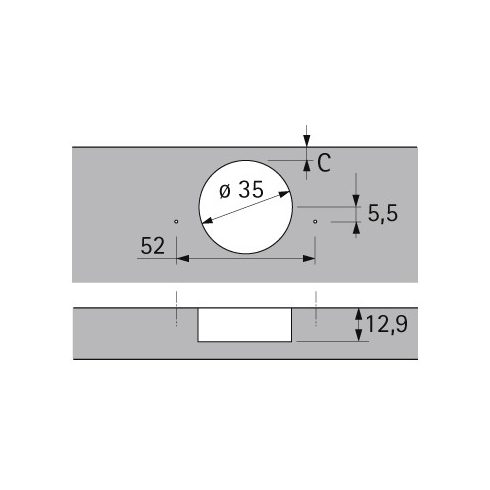 HETTICH SENSYS 8639 pillérpánt rugó nélküli kivetőpánt, talp nélkül
