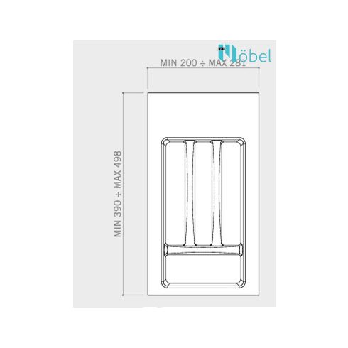 Műanyag evőeszköz tartó - Szürke (300 mm)