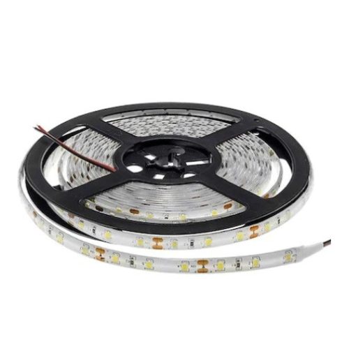 LED szalag (SMD 3528) - 60 LED/m, hideg fehér, 5 Lum/LED, zselés méretre vágva