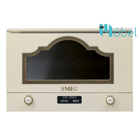SMEG beépíthető mikrohullámú sütő, 22 l, Cortina design, bézs/bronz