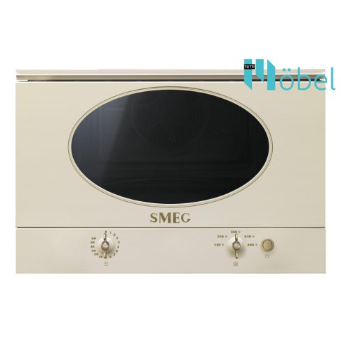 SMEG beépíthető mikrohullámú sütő, grill, Colonial design, bézs/bronz