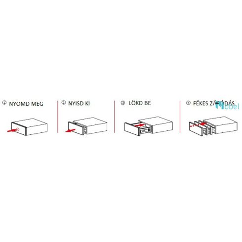 TITAN Fékes & PushOpen, teljes kihúzású, golyós fióksín - 450 mm
