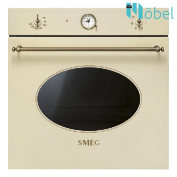   SMEG beépíthető sütő, multifunckiós, analóg óra, Colonial design, bézs/ bronz
