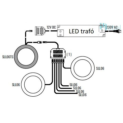 SLL06TS LED lámpa,kerek D-70, matt króm, beépített kapcsolóval, természetes fehér, 2,3W