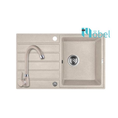 LAVEO mosogató MARGARITA 790x490x190 mm + álló csaptelep bézs szett