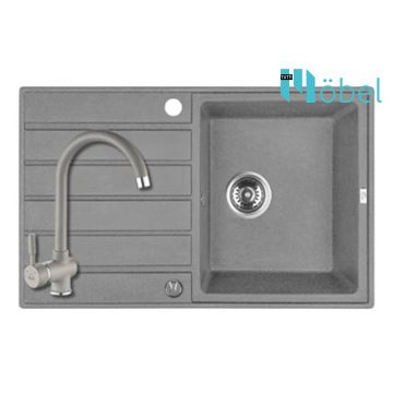   LAVEO mosogató MARGARITA 790x490x190 mm + álló csaptelep szürke szett
