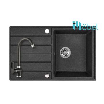  LAVEO mosogató MARGARITA 790x490x190 mm + álló csaptelep szemcsés fekete szett