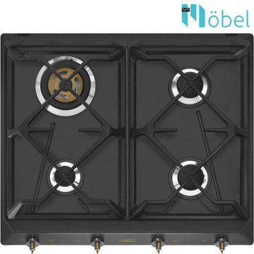   SMEG gáz főzőlap, 60 cm, 4 égő, Colonial design, antracit/ bronz