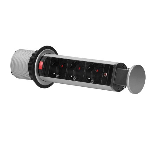 Pultba építhető konnektor torony, matt króm