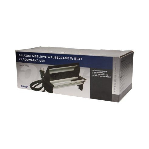 Asztallapba építhető konnektor, USB töltővel, tisztító kefével