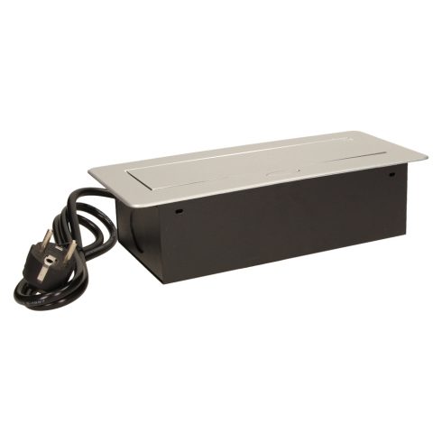 Asztallapba építhető konnektor, ezüst, kerekített széllel (Magyar szabv.) GM9033(GS)/G