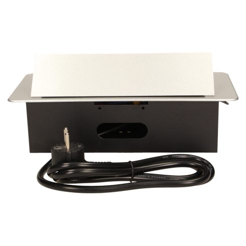 Asztallapba építhető konnektor, ezüst, kerekített széllel (Magyar szabv.) GM9033(GS)/G