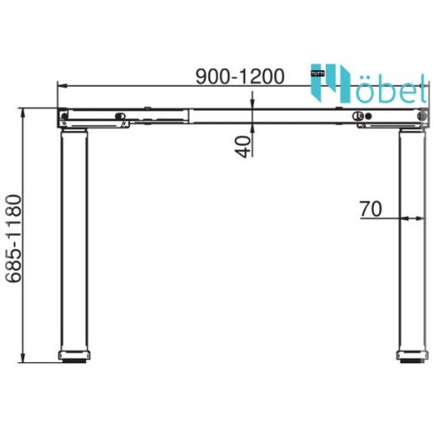 REJS FUTURO elektromosan állítható, teleszkópos asztalláb, fekete 