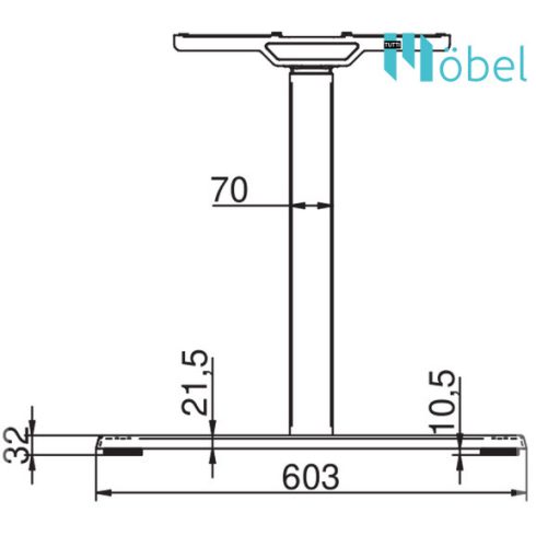 REJS FUTURO elektromosan állítható, teleszkópos asztalláb, fekete 