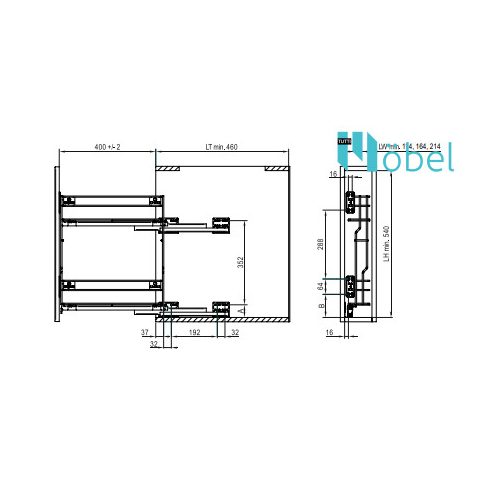 REJS MULTILine MINI oldalszerelésű kosár, sín nélkül, 200 mm, króm
