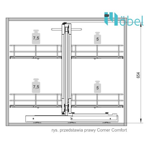REJS EVOLine CORNER FRONT kamravasalat sarokszekrénybe