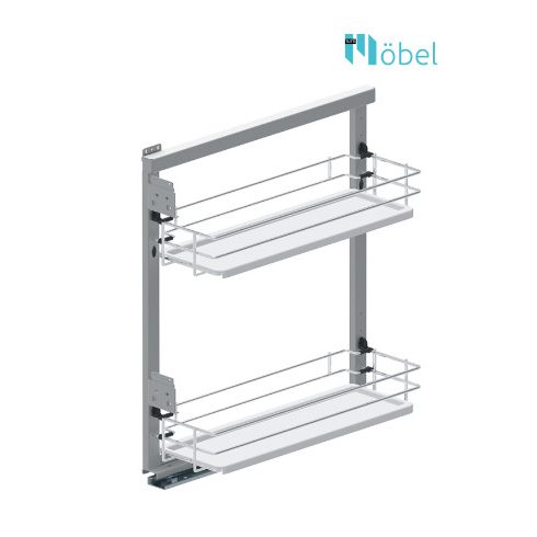 REJS MAXIMA EVOLine MINI oldalszerelésű kosár, fékes sínnel, 150 mm, fehér/króm, bal