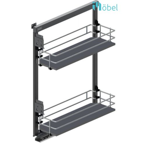 REJS MAXIMA SILVALine MINI oldalszerelésű kosár, fékes sínnel, 150 mm, grafit/króm, bal