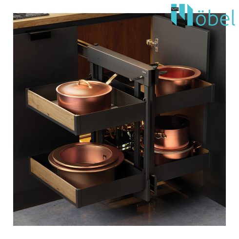 REJS MAXIMA PUROLine CORNER COMFORT kamravasalat sarokszekrénybe, 1000 mm, matt fekete/tölgy, bal