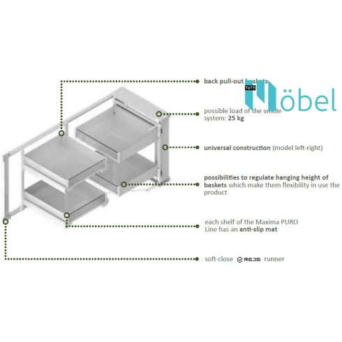 REJS MAXIMA CORNER SPACE PLUS kamravasalat sarokszekrénybe, 1100-1200 mm