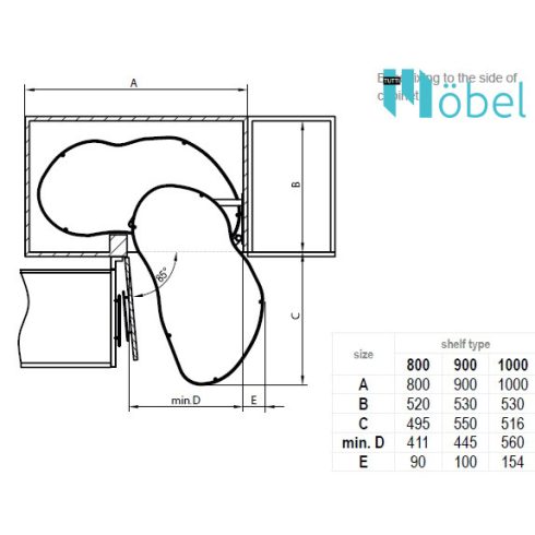 REJS ERGO CORNER OPTIMA kiforduló sarokkosár